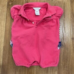 Ralph Lauren Plaid Ruffle Back Baby Girl Pink Polo Romper